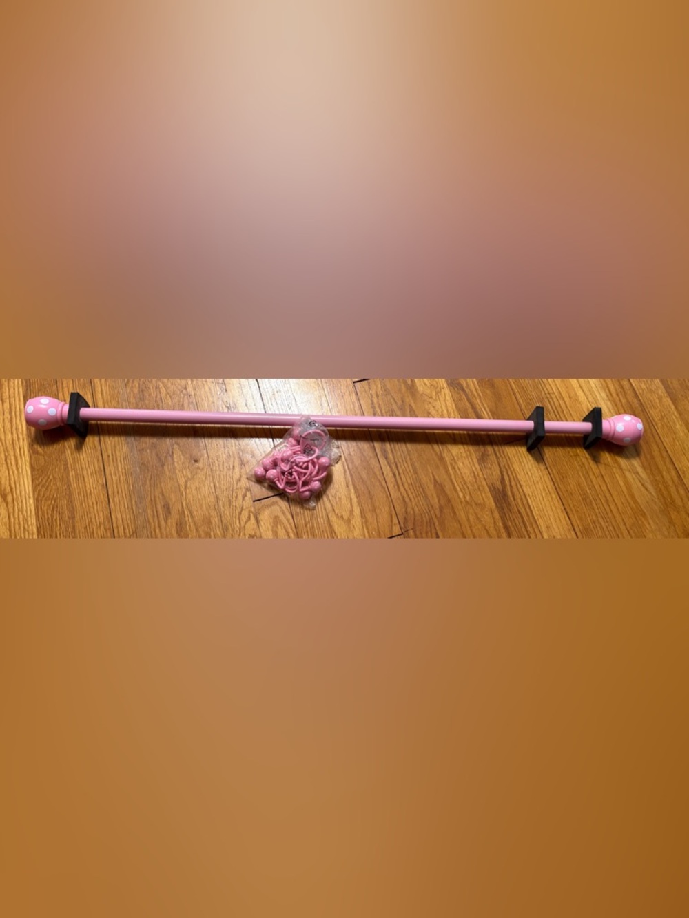 Pink Shower Curtain Rings and Rod Set